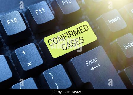 Conceptual caption Confirmed Cases. Business approach set of circumstances or conditions requiring action Abstract Creating Online Transcription Jobs Stock Photo