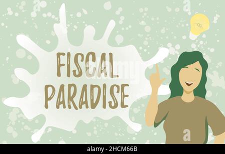 Handwriting text Fiscal Paradise. Word Written on The waste of public money is a great concern topic Lady Illustration Discovery New Idea Lamp With Stock Photo