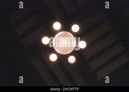 Features and architecture of Amsterdam Central Station in the evening Stock Photo