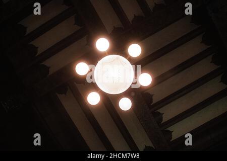 Features and architecture of Amsterdam Central Station in the evening Stock Photo