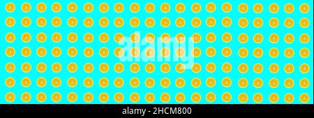Lemon slices seamless pattern, top view of lemon slices isolated on a blue background. Citrus concept idea photo. Stock Photo