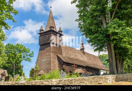 Orawka, Poland - finished in 1650, the John the Baptist Church is one of the finest wooden churches in Southern Poland Stock Photo