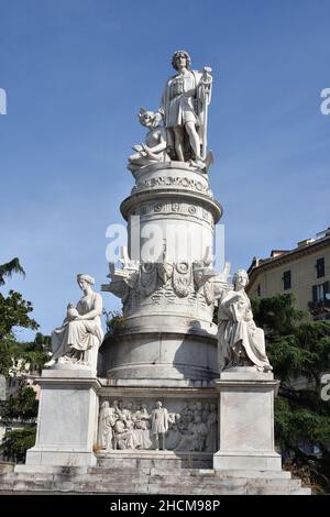 Christopher Columbus Statue, Piazza Acquaverde, Genoa, Genova, Italy, Italian. Stock Photo