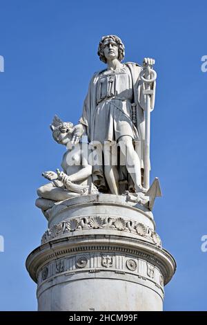 Christopher Columbus Statue, Piazza Acquaverde, Genoa, Genova, Italy, Italian. Stock Photo