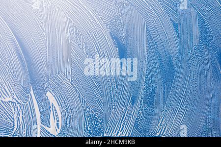 soaped window background texture, window cleaner concept image Stock Photo