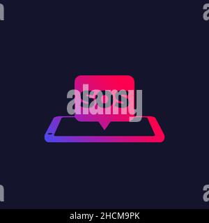 SOS signal in the phone, vector Stock Vector