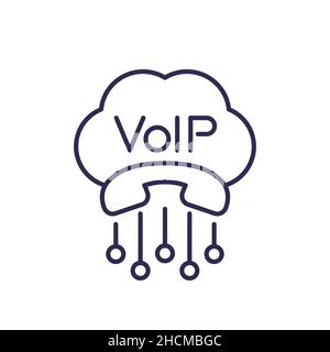 Voip telephony, call line icon Stock Vector