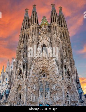 Spire by a tower of Gaudi s famous cathedral La Sagrada Familia in ...