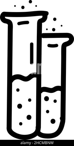 Hand drawn Chemical flasks with liquid icon in doodle style isolated Stock Vector