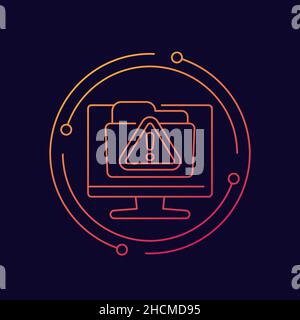 ftp warning, error line icon, vector design Stock Vector