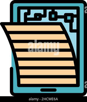 Protective screen tablet icon. Outline protective screen tablet vector icon color flat isolated Stock Vector