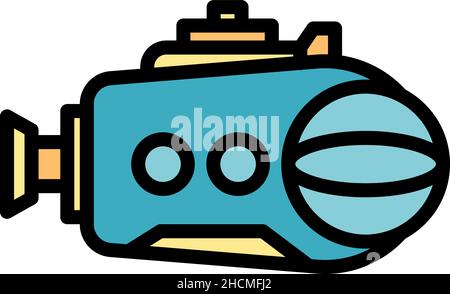 Defence bathyscaphe icon. Outline defence bathyscaphe vector icon color flat isolated Stock Vector