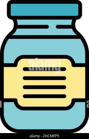 Chocolate paste jar icon. Outline chocolate paste jar vector icon color flat isolated Stock Vector