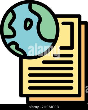 Global reportage writing icon. Outline global reportage writing vector icon color flat isolated Stock Vector