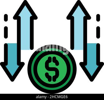 Monetization process icon. Outline monetization process vector icon color flat isolated Stock Vector