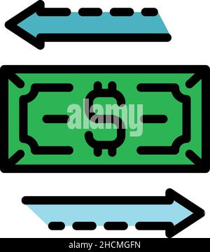 Dollar conversion icon. Outline dollar conversion vector icon color flat isolated Stock Vector