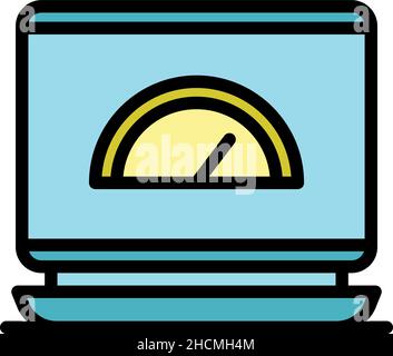 Test speed laptop icon. Outline test speed laptop vector icon color flat isolated Stock Vector