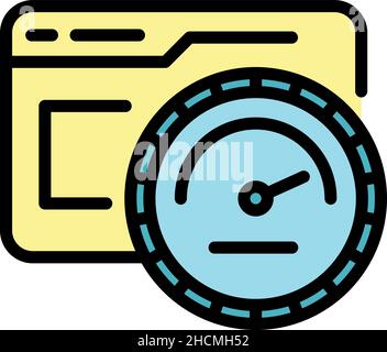 Speed network test icon. Outline speed network test vector icon color flat isolated Stock Vector