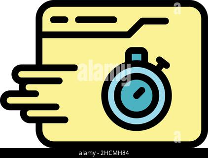 Fast internet page icon. Outline fast internet page vector icon color flat isolated Stock Vector