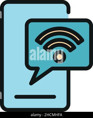 Phone wifi icon. Outline phone wifi vector icon color flat isolated Stock Vector
