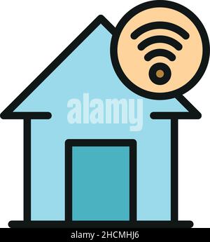 House wifi icon. Outline house wifi vector icon color flat isolated Stock Vector