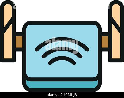 Access point modem icon. Outline access point modem vector icon color flat isolated Stock Vector