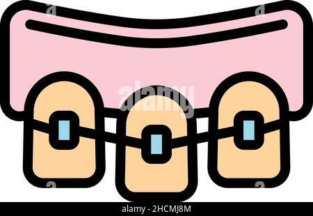 Stomatology braces icon. Outline stomatology braces vector icon color flat isolated Stock Vector