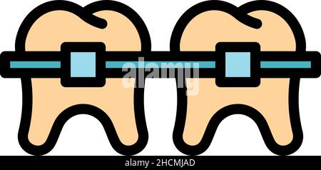 Align braces icon. Outline align braces vector icon color flat isolated Stock Vector