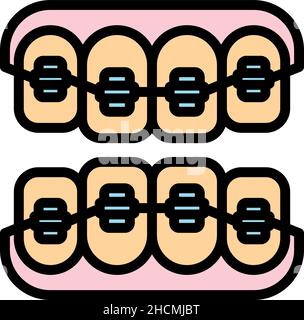 Retainer braces icon. Outline retainer braces vector icon color flat isolated Stock Vector