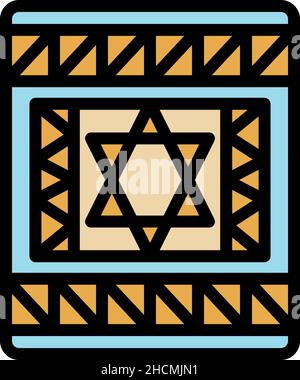 Turkish rug icon. Outline turkish rug vector icon thin line color flat on white Stock Vector