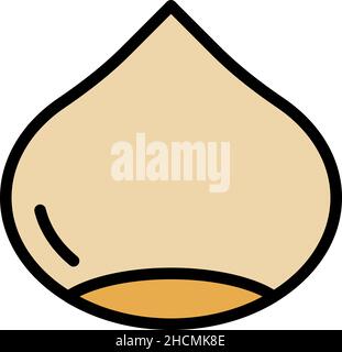 Dry chetnut icon. Outline dry chetnut vector icon color flat isolated Stock Vector