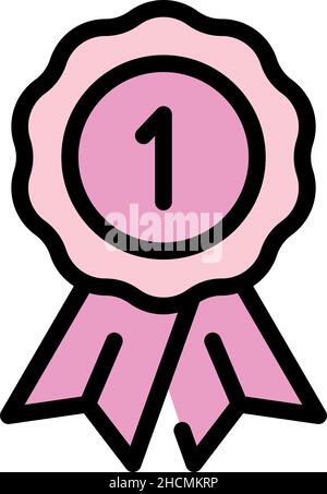 Dog medal icon. Outline dog medal vector icon color flat isolated Stock Vector