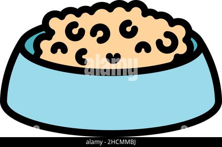 Bowl cat supplies icon. Outline bowl cat supplies vector icon color flat isolated Stock Vector
