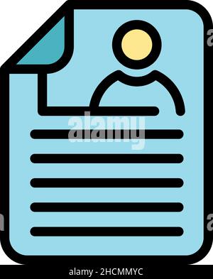 Cv paper icon. Outline cv paper vector icon color flat isolated Stock Vector