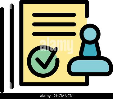 Approved stamp paper icon. Outline approved stamp paper vector icon color flat isolated Stock Vector