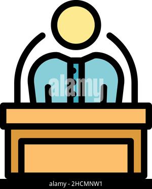 Speaker icon. Outline speaker vector icon color flat isolated Stock Vector