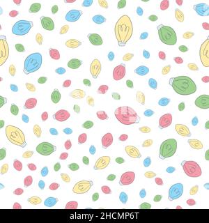 Seamless pattern of multicolored Christmas New Year light bulbs. Stock Vector