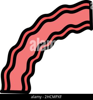 Bacon breakfast icon. Outline bacon breakfast vector icon color flat isolated Stock Vector