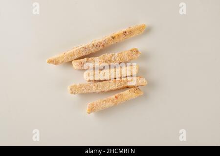 Top View of Frozen French Fries Isolated on White Background Stock Photo