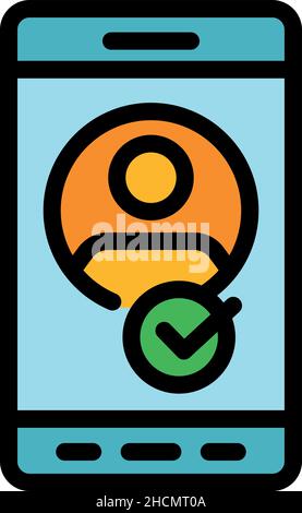 Smartphone account icon. Outline smartphone account vector icon color flat isolated Stock Vector