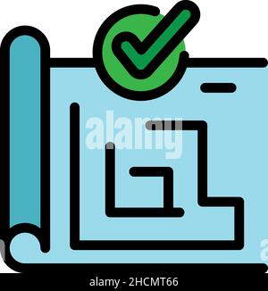Architect plan control icon. Outline architect plan control vector icon color flat isolated Stock Vector