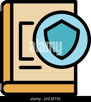 Secured control book icon. Outline secured control book vector icon color flat isolated Stock Vector