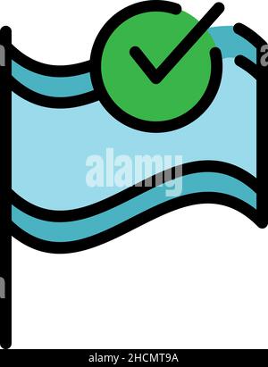Flag control icon. Outline flag control vector icon color flat isolated Stock Vector