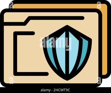 Secured folder control icon. Outline secured folder control vector icon color flat isolated Stock Vector