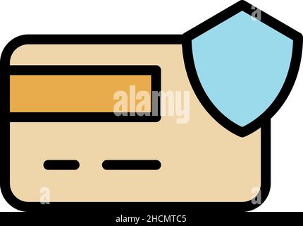 Secured bank card icon. Outline secured bank card vector icon color flat isolated Stock Vector