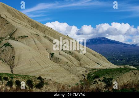 landscape of Badlands in Sicily a natural erosion of land Stock Photo