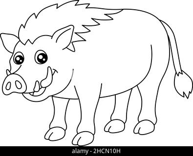 Warthog Coloring Page Isolated for Kids Stock Vector