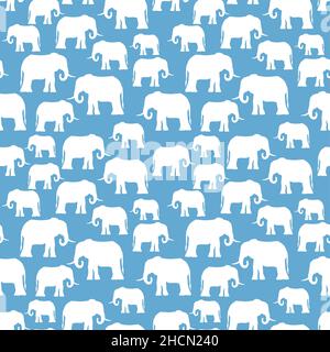 Elephant silhouette pattern seamless. Animal vector background. Baby fabric ornament Stock Vector
