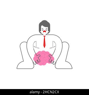 Man raises brain. Businessman raises brains. Concept idea Stock Vector
