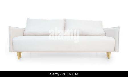 White couch isolated on white with clipping path Stock Photo